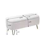 Banc de rangement ottoman Clihome pour pied de lit, banc d'entrée moderne en fausse fourrure blanc ivoire, rembourré avec rangement pour salon et chambre