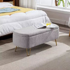 Banc de rangement ottoman Clihome pour pied de lit, banc d'entrée moderne en fausse fourrure blanc ivoire, rembourré avec rangement pour salon et chambre