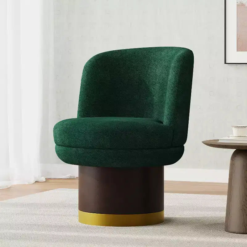 Christopher Knight Home Fauteuil d'appoint pivotant à 360° Afanasev en tissu chenille avec base piédestal