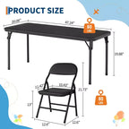 Ensemble de table et 6 chaises pliantes pour enfants, ensemble table et chaises d'activités pour enfants pour salle à manger, garderie, salles de classe