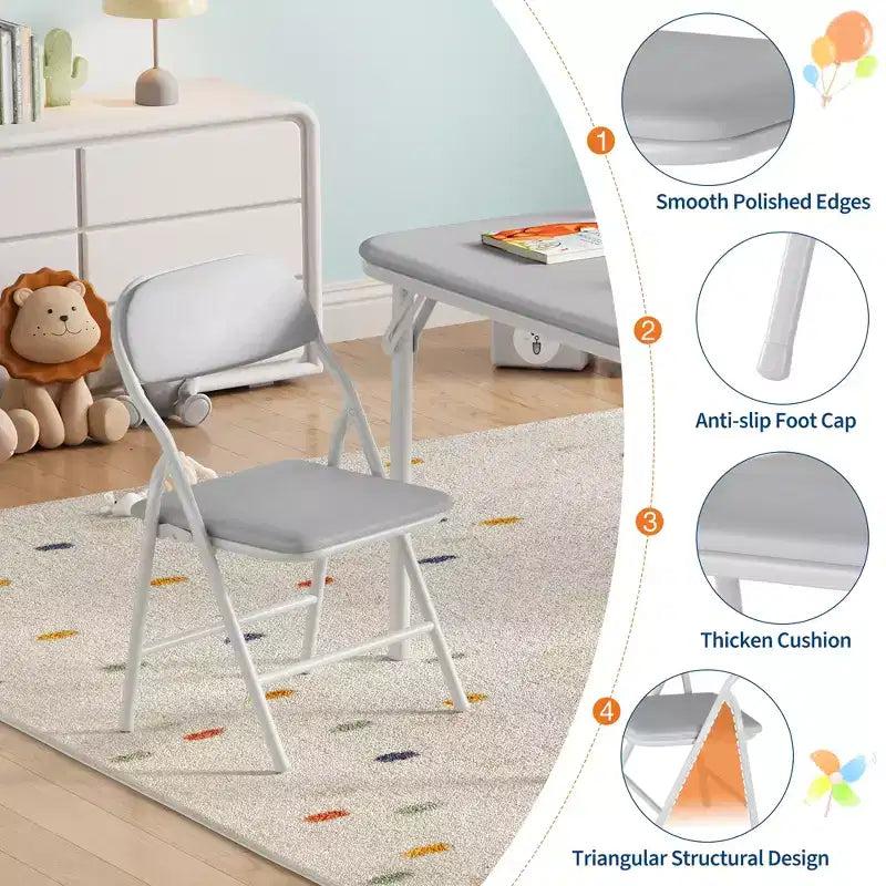 Ensemble de table et 6 chaises pliantes pour enfants, ensemble table et chaises d'activités pour enfants pour salle à manger, garderie, salles de classe