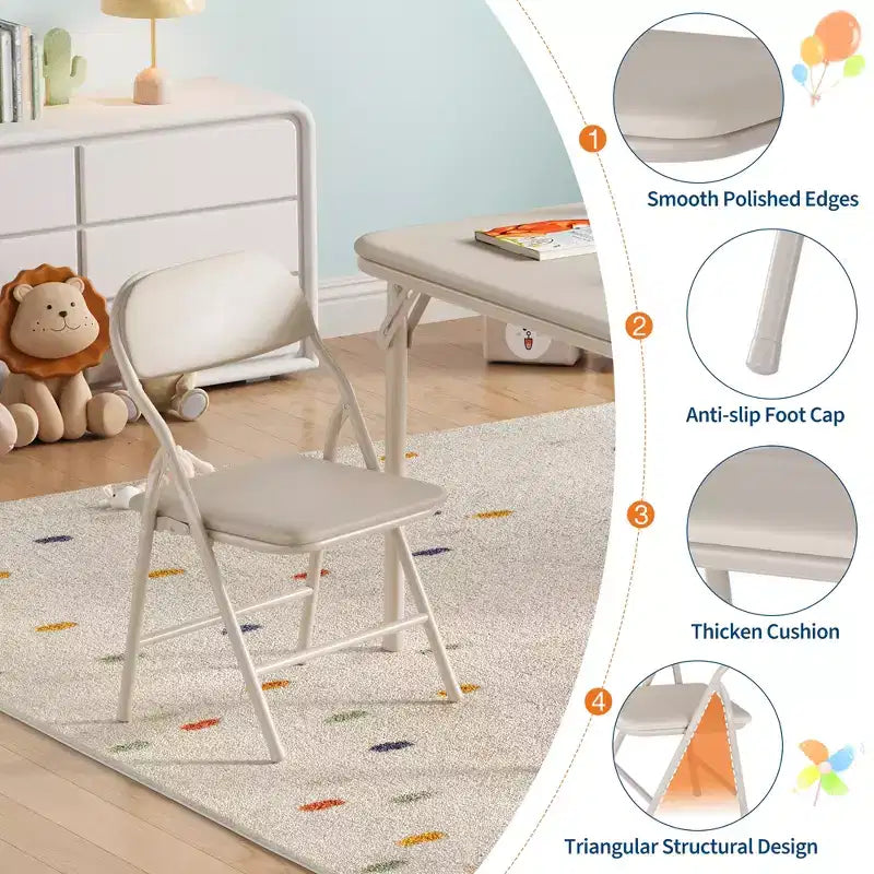 Ensemble de table et 6 chaises pliantes pour enfants, ensemble table et chaises d'activités pour enfants pour salle à manger, garderie, salles de classe