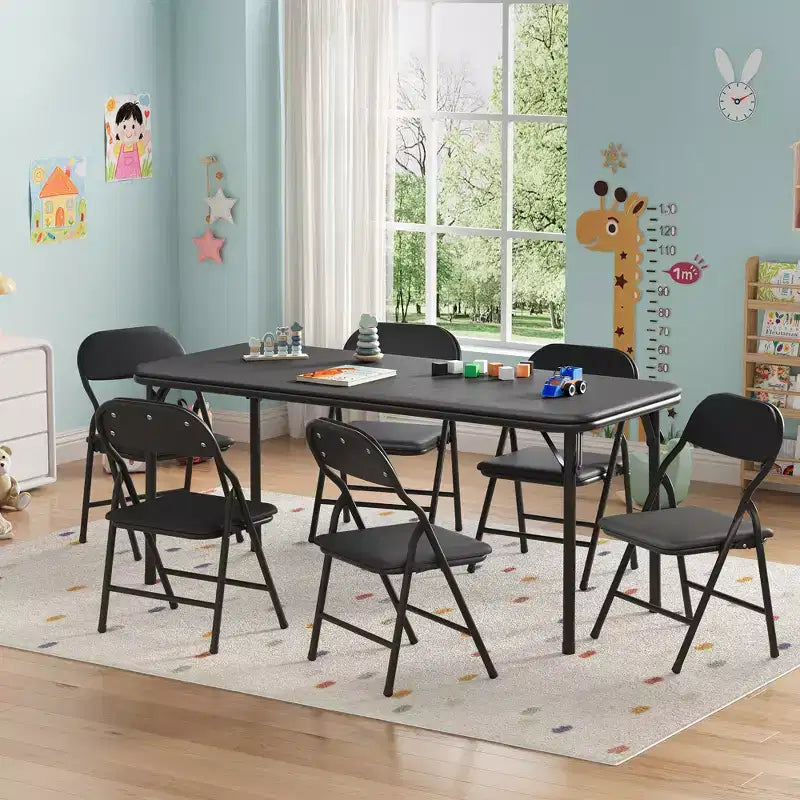 Ensemble de table et 6 chaises pliantes pour enfants, ensemble table et chaises d'activités pour enfants pour salle à manger, garderie, salles de classe