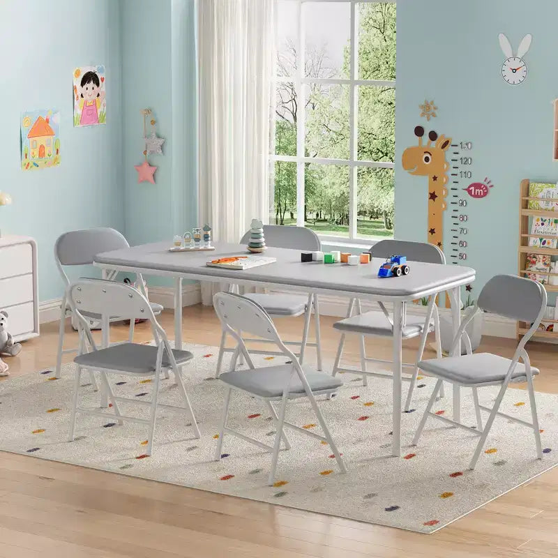 Ensemble de table et 6 chaises pliantes pour enfants, ensemble table et chaises d'activités pour enfants pour salle à manger, garderie, salles de classe