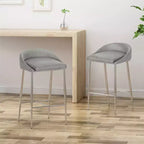 Tabourets de bar, lot de 2, assise avec finition chromée pour salle à manger, coin petit-déjeuner, îlot de cuisine, bar, salon
