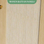 Meuble de rangement haut de cuisine de 178 cm, portes en rotin, placard autoportant