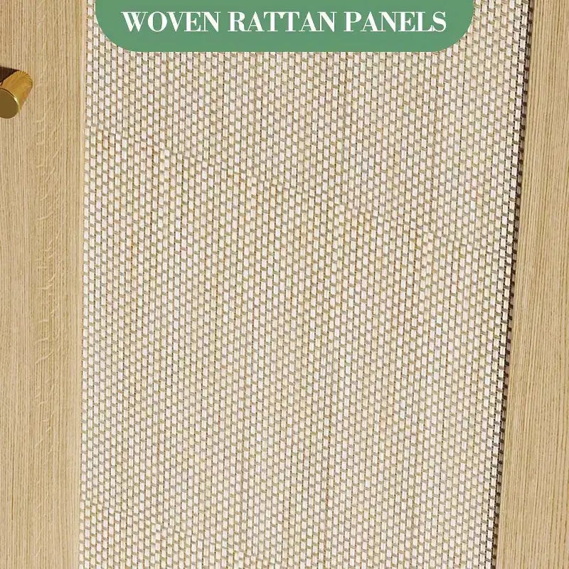 Meuble de rangement haut de cuisine de 178 cm, portes en rotin, placard autoportant