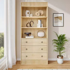 Étagère, étagère sur pied, étagère à 3 tiroirs en forme de vague en panneau de particules, adaptée au bureau, au salon, à la chambre.