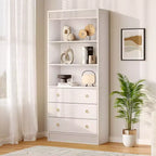 Étagère, étagère sur pied, étagère à 3 tiroirs en forme de vague en panneau de particules, adaptée au bureau, au salon, à la chambre.