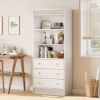 Bookshelf, standing bookshelf, PB board wave-style 3-drawer bookshelf, suitable for study, living room, bedroom.