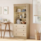 Étagère, étagère sur pied, étagère à 3 tiroirs en forme de vague en panneau de particules, adaptée au bureau, au salon, à la chambre.