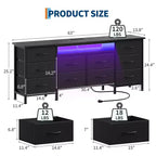 Meuble TV pour téléviseurs de 65, 70, 75 pouces, commode longue à 10 tiroirs avec prises de courant, lumières LED, meuble TV de 63 pouces avec tiroirs de rangement