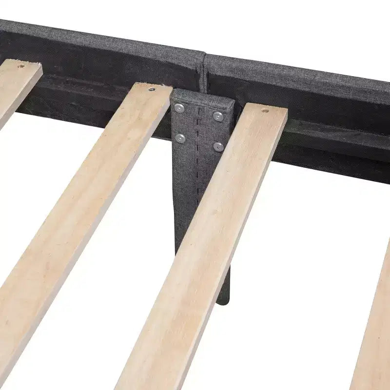 Lit plateforme capitonné double avec 2 tiroirs de rangement, cadre de lit double en bois pour chambre à coucher