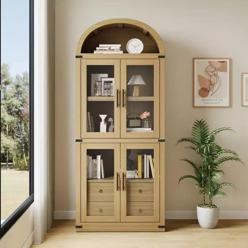 Bibliothèque haute de 180 cm, bibliothèque à 4 étagères avec 2 tiroirs de rangement, avec portes, bibliothèque en bois de 40,2 cm de profondeur pour bureau à domicile, salon, chambre à coucher