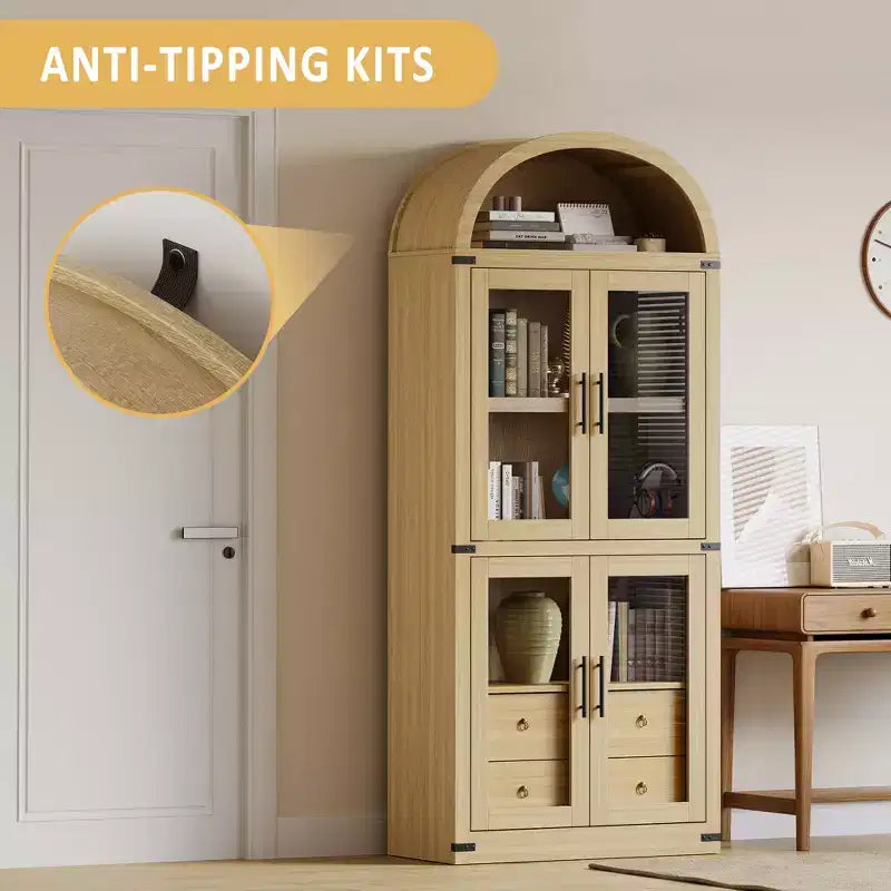 Bibliothèque haute de 180 cm, bibliothèque à 4 étagères avec 2 tiroirs de rangement, avec portes, bibliothèque en bois de 40,2 cm de profondeur pour bureau à domicile, salon, chambre à coucher
