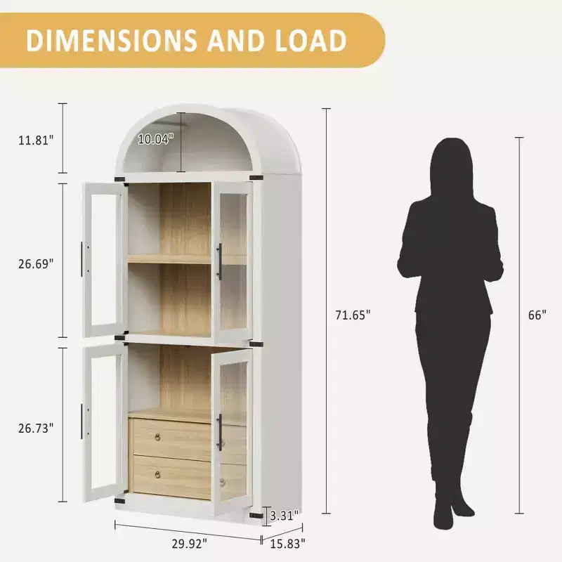 Bibliothèque haute de 180 cm, bibliothèque à 4 étagères avec 2 tiroirs de rangement, avec portes, bibliothèque en bois de 40,2 cm de profondeur pour bureau à domicile, salon, chambre à coucher