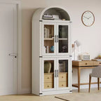 Bibliothèque haute de 180 cm, bibliothèque à 4 étagères avec 2 tiroirs de rangement, avec portes, bibliothèque en bois de 40,2 cm de profondeur pour bureau à domicile, salon, chambre à coucher