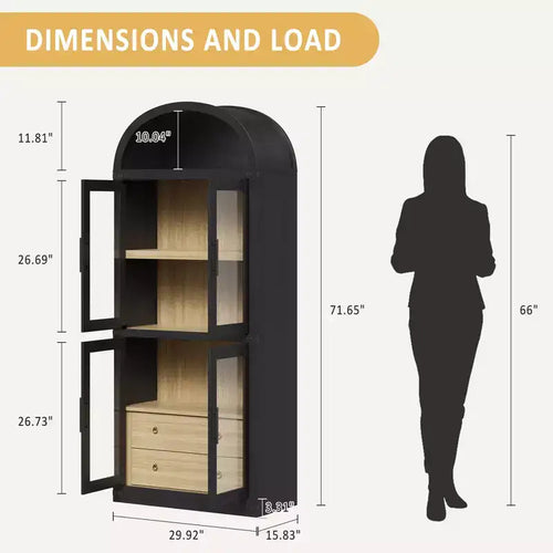 Bibliothèque haute de 180 cm, bibliothèque à 4 étagères avec 2 tiroirs de rangement, avec portes, bibliothèque en bois de 40,2 cm de profondeur pour bureau à domicile, salon, chambre à coucher