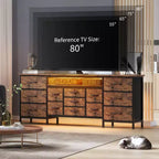 Meuble TV moderne de 180 cm avec 13 tiroirs pour téléviseur de 75 pouces, commode longue avec poignées et 13 tiroirs, meuble TV/commode polyvalent avec rangement