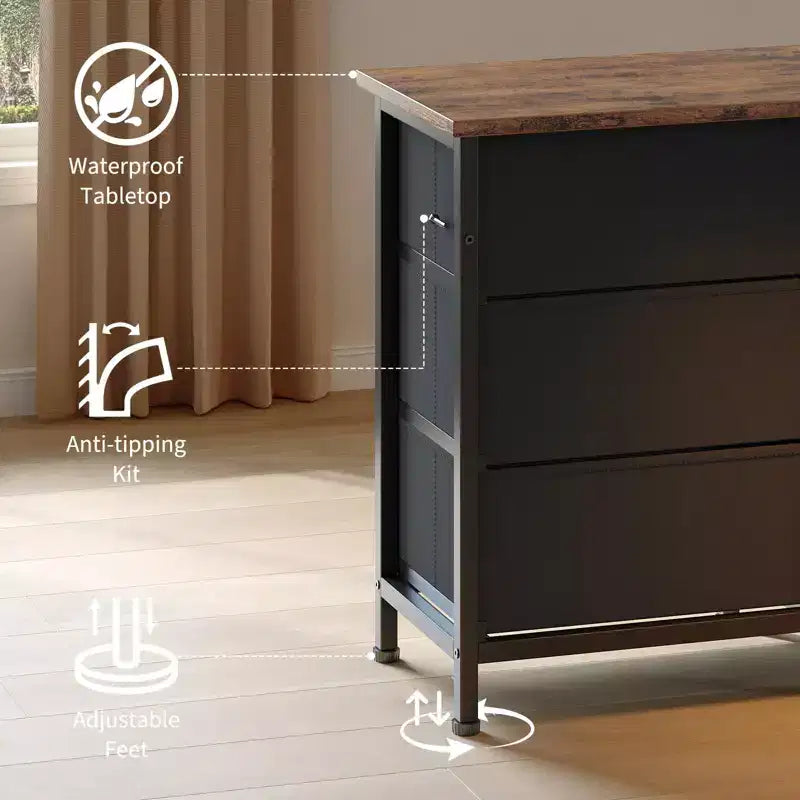 Meuble TV moderne de 180 cm avec 13 tiroirs pour téléviseur de 75 pouces, commode longue avec poignées et 13 tiroirs, meuble TV/commode polyvalent avec rangement