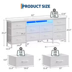 Meuble TV moderne de 180 cm avec 13 tiroirs pour téléviseur de 75 pouces, commode longue avec poignées et 13 tiroirs, meuble TV/commode polyvalent avec rangement