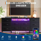 Meuble TV moderne de 180 cm avec 13 tiroirs pour téléviseur de 75 pouces, commode longue avec poignées et 13 tiroirs, meuble TV/commode polyvalent avec rangement