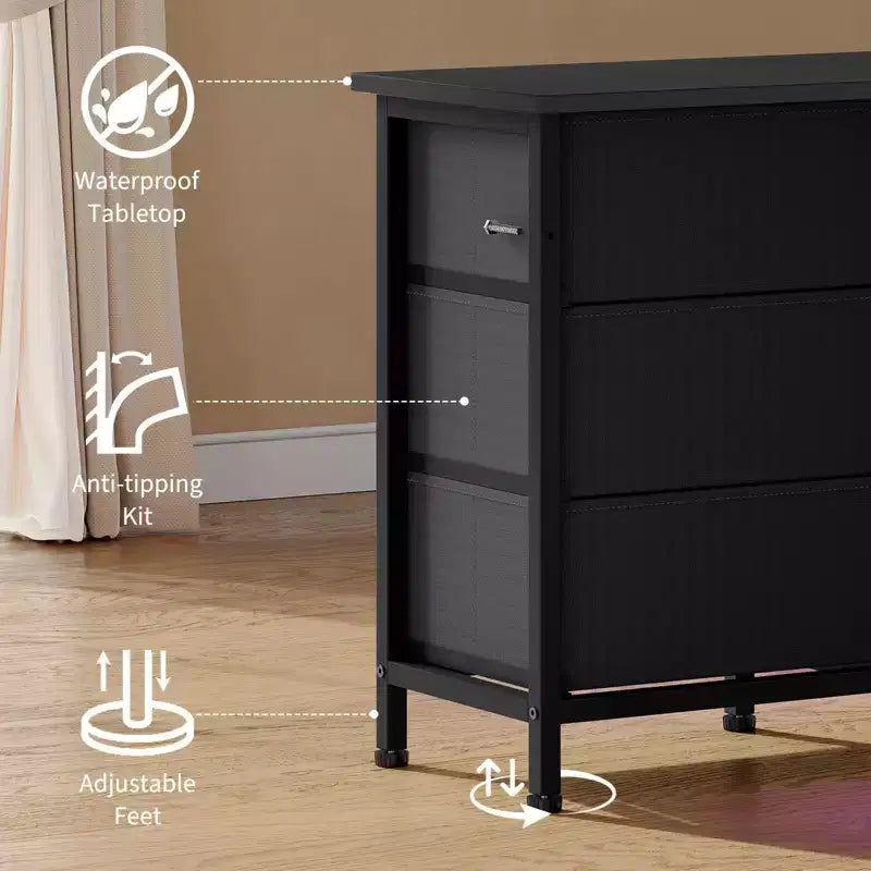 Meuble TV moderne de 180 cm avec 13 tiroirs pour téléviseur de 75 pouces, commode longue avec poignées et 13 tiroirs, meuble TV/commode polyvalent avec rangement