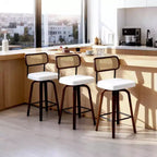 VINGLI Tabouret de bar moderne 66 cm H, pivotant à 360° en cuir PU, tabourets de bar à pieds en bois massif pour îlot de cuisine et bar à la maison
