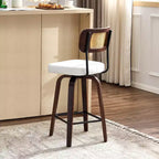 VINGLI Tabouret de bar moderne 66 cm H, pivotant à 360° en cuir PU, tabourets de bar à pieds en bois massif pour îlot de cuisine et bar à la maison