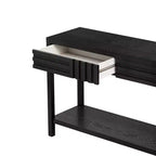 Console en bois avec rangement, table d'entrée moderne avec motif rayé pour salon et bureau