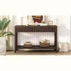 Console en bois avec rangement, table d'entrée moderne avec motif rayé pour salon et bureau