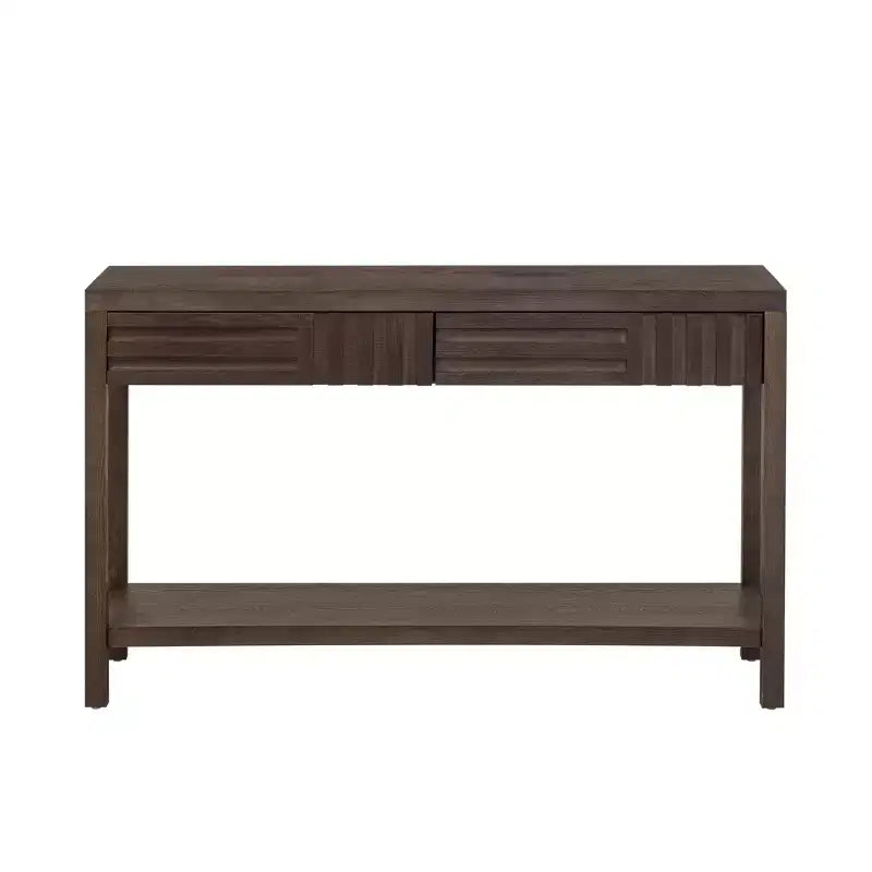 Console en bois avec rangement, table d'entrée moderne avec motif rayé pour salon et bureau