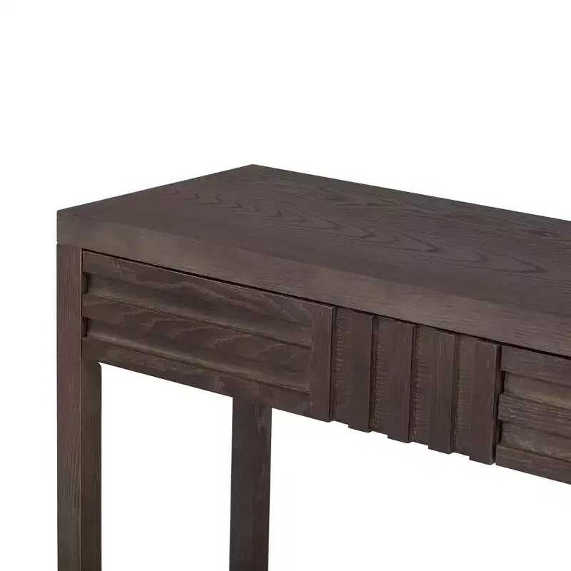 Console en bois avec rangement, table d'entrée moderne avec motif rayé pour salon et bureau