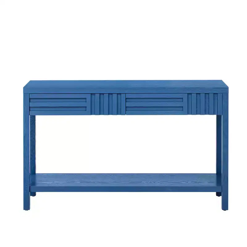 Console en bois avec rangement, table d'entrée moderne avec motif rayé pour salon et bureau