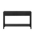 Console en bois avec rangement, table d'entrée moderne avec motif rayé pour salon et bureau