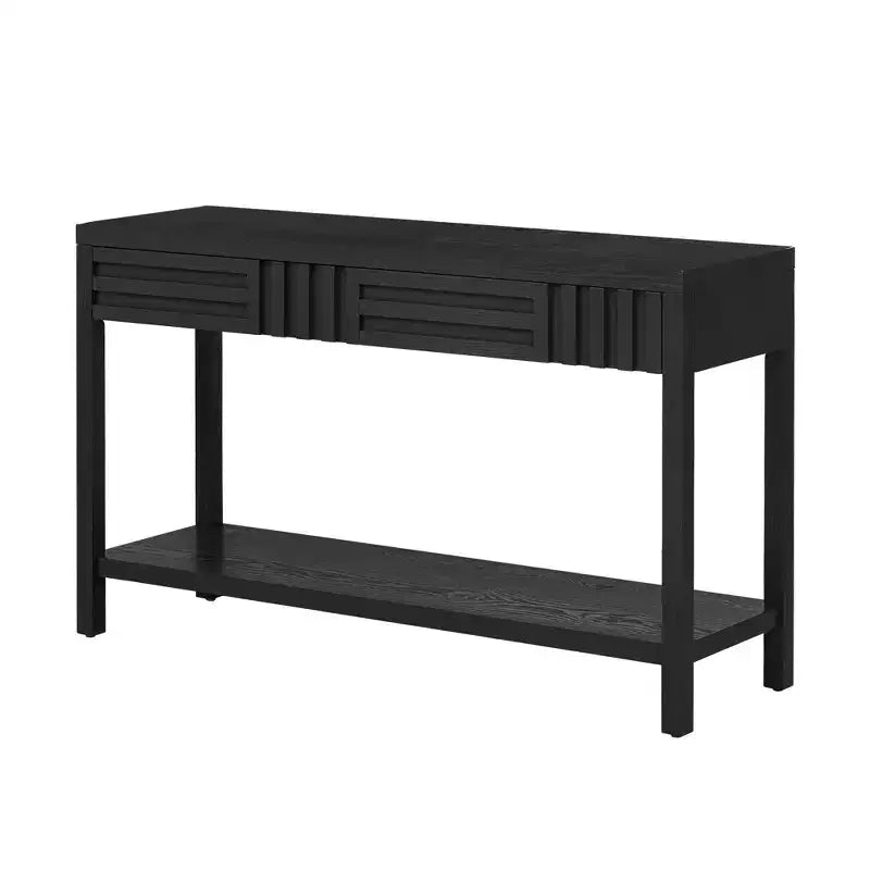 Console en bois avec rangement, table d'entrée moderne avec motif rayé pour salon et bureau