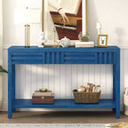 Console en bois avec rangement, table d'entrée moderne avec motif rayé pour salon et bureau