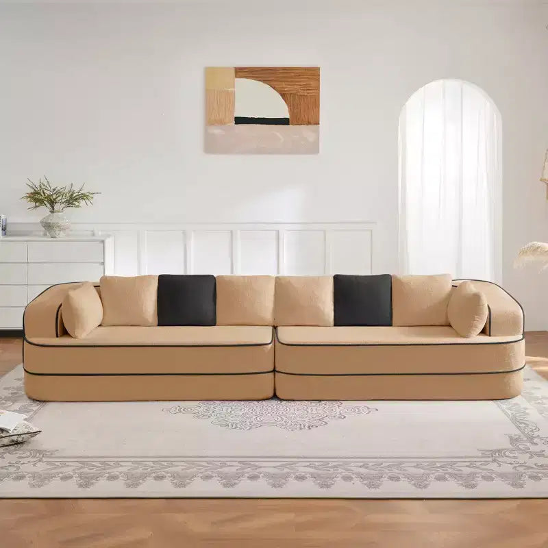 Canapé 4 places 135 cm en tissu Teddy sans assemblage, éponge haute densité 32D, canapé sans structure moelleux et confortable, canapé surdimensionné pour salon, blanc