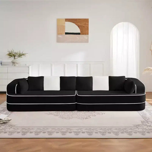 Canapé 4 places 135 cm en tissu Teddy sans assemblage, éponge haute densité 32D, canapé sans structure moelleux et confortable, canapé surdimensionné pour salon, blanc