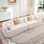 Canapé 4 places 135 cm en tissu Teddy sans assemblage, éponge haute densité 32D, canapé sans structure moelleux et confortable, canapé surdimensionné pour salon, blanc