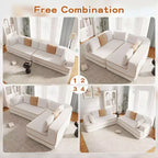 Canapé 4 places 135 cm en tissu Teddy sans assemblage, éponge haute densité 32D, canapé sans structure moelleux et confortable, canapé surdimensionné pour salon, blanc