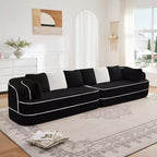 Canapé 4 places 135 cm en tissu Teddy sans assemblage, éponge haute densité 32D, canapé sans structure moelleux et confortable, canapé surdimensionné pour salon, blanc