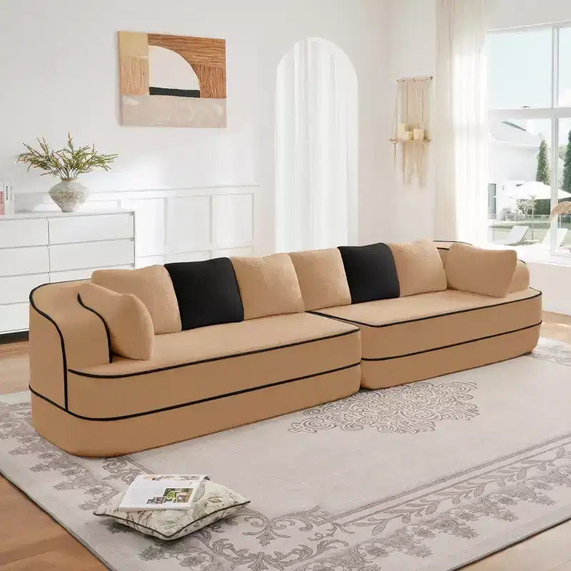 Canapé 4 places 135 cm en tissu Teddy sans assemblage, éponge haute densité 32D, canapé sans structure moelleux et confortable, canapé surdimensionné pour salon, blanc