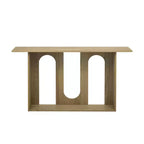 Console incurvée en bois avec étagère, table d'entrée moderne avec placage de frêne conçue pour l'entrée et le couloir