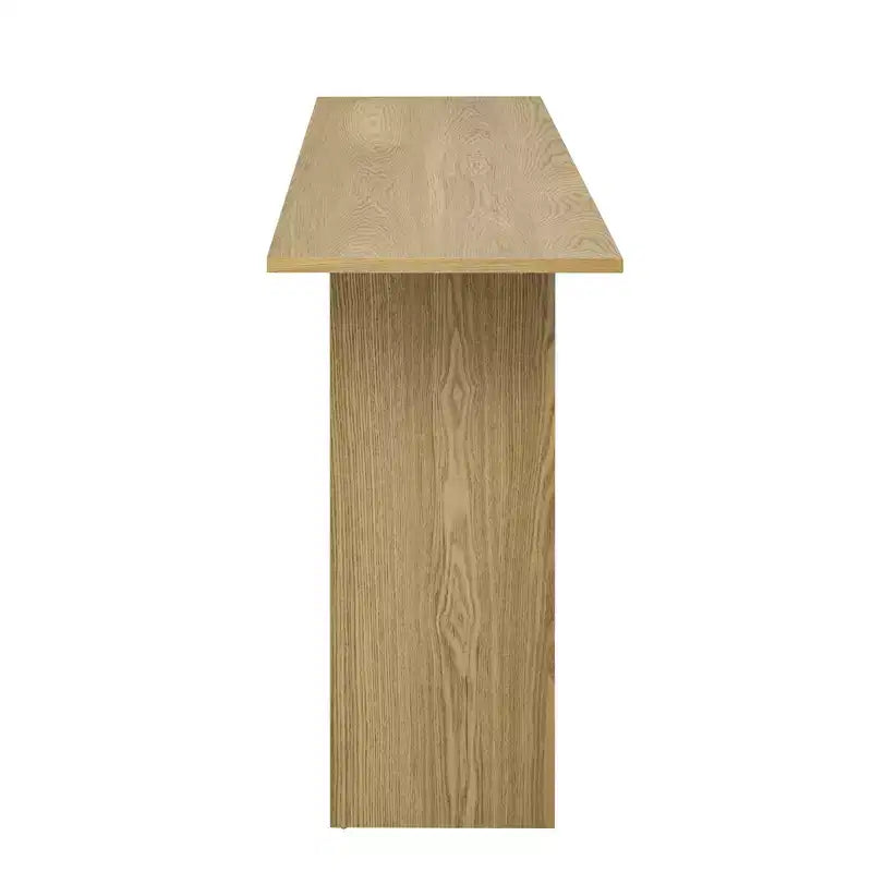 Console incurvée en bois avec étagère, table d'entrée moderne avec placage de frêne conçue pour l'entrée et le couloir