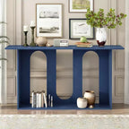 Console incurvée en bois avec étagère, table d'entrée moderne avec placage de frêne conçue pour l'entrée et le couloir