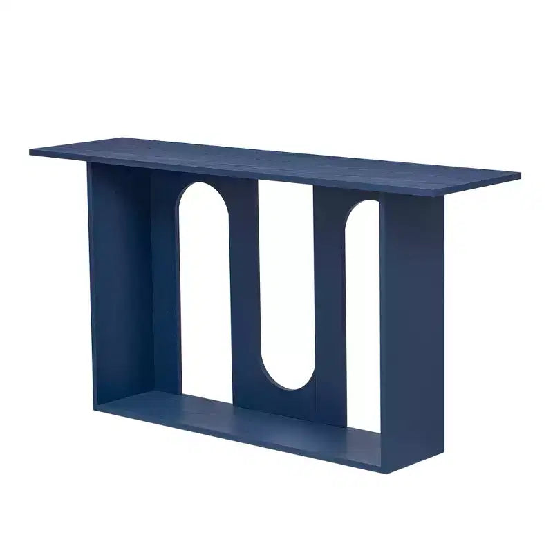 Console incurvée en bois avec étagère, table d'entrée moderne avec placage de frêne conçue pour l'entrée et le couloir