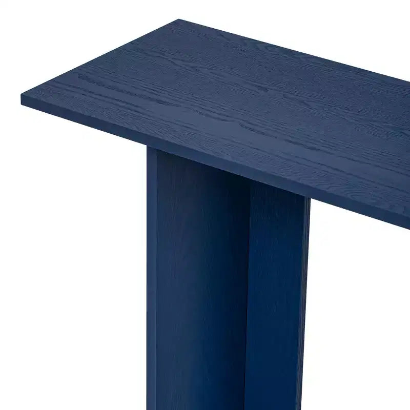 Console incurvée en bois avec étagère, table d'entrée moderne avec placage de frêne conçue pour l'entrée et le couloir