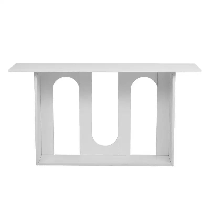 Console incurvée en bois avec étagère, table d'entrée moderne avec placage de frêne conçue pour l'entrée et le couloir