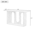 Console incurvée en bois avec étagère, table d'entrée moderne avec placage de frêne conçue pour l'entrée et le couloir